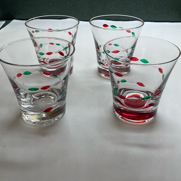 GORHAM Crystal Christmas Jewel Double Old Fashioned Hand Cut & Painted Glass Set - Picture 5 of 14